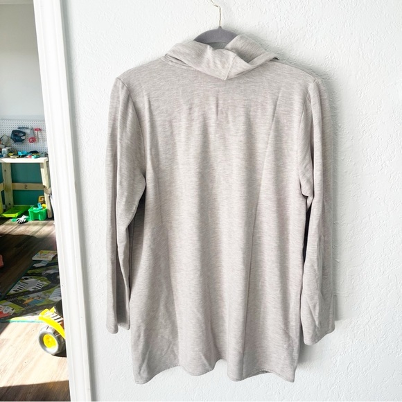 J. Jill Sweatshirt Women's Medium Cream Gray Cowl Neck Tunic Athleisure Cozy - Picture 2 of 8